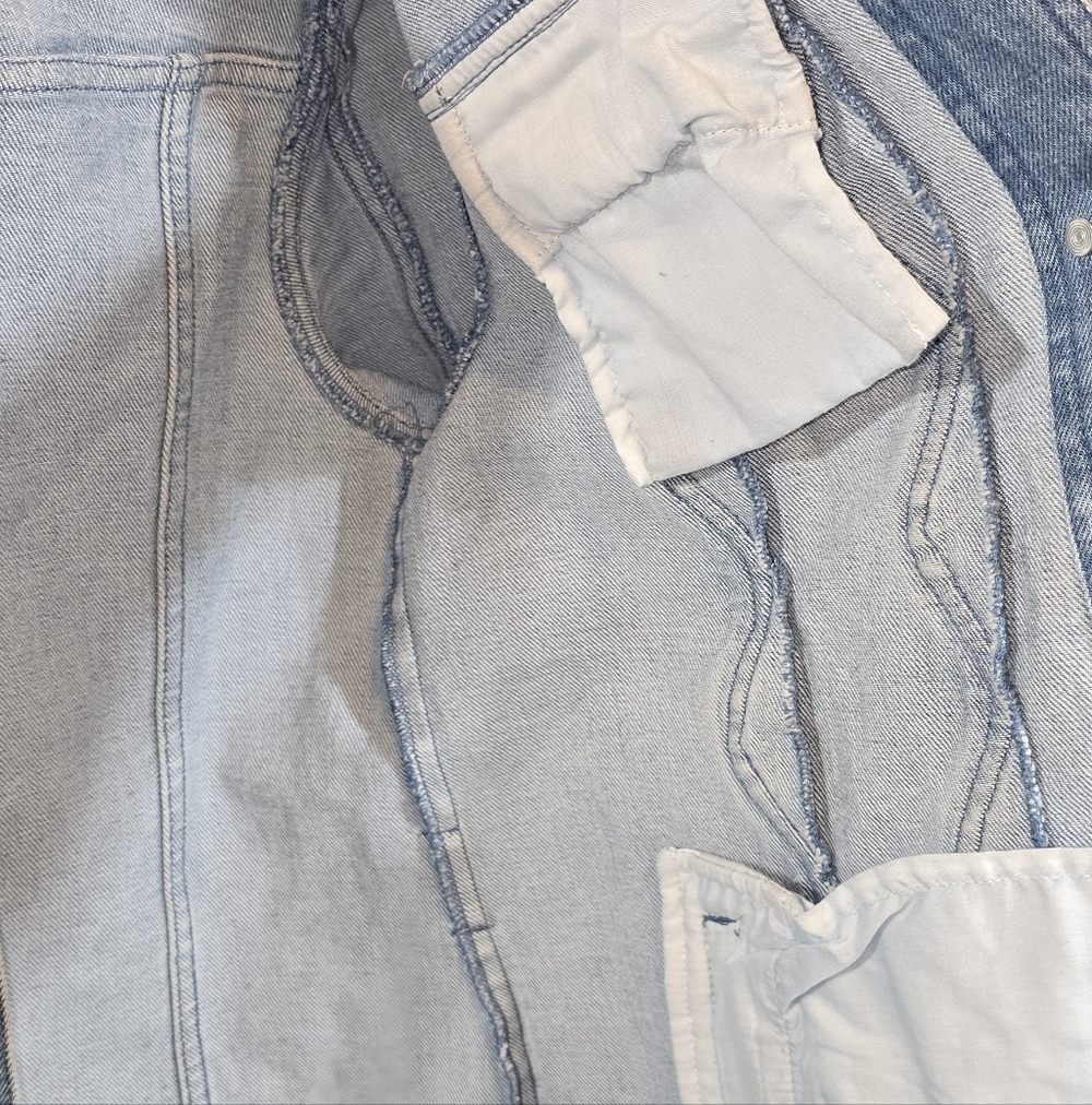 Derek Lam 10 Crosby Luca Tailored Wavy Seamed Denim Jacket MISSING BELT - Picture 5 of 8